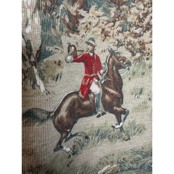 Pendleton Merino Wool Equestrian Hunting Print Tan Sweater Sz L Brown - Picture 7 of 10